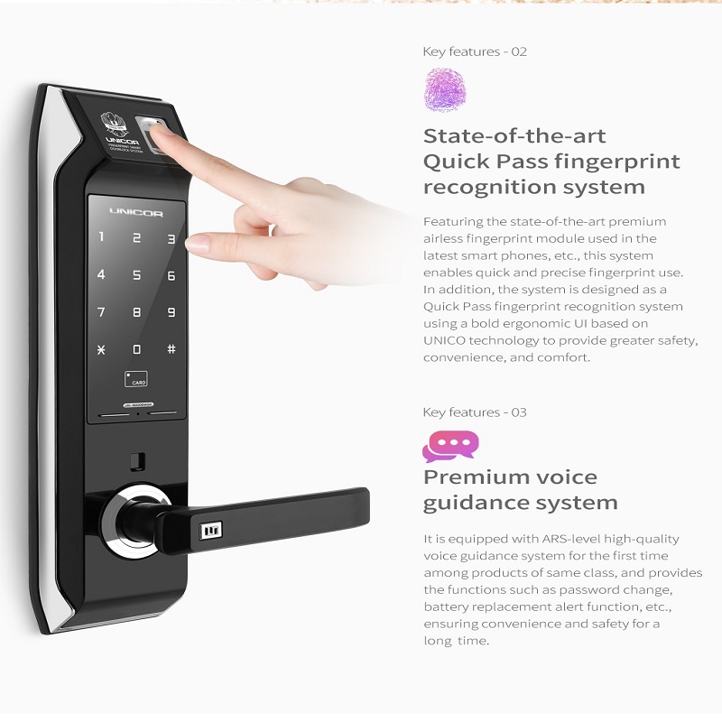 Những ưu điểm của khóa cửa vân tay Unicor UN-9000BWSK-F