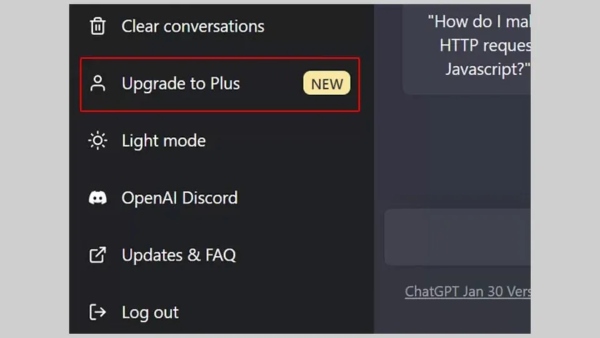 Hướng dẫn cách đăng ký ChatGPT Plus tại Việt Nam 18 Bạn nhấn vào mục Upgrade to Plus